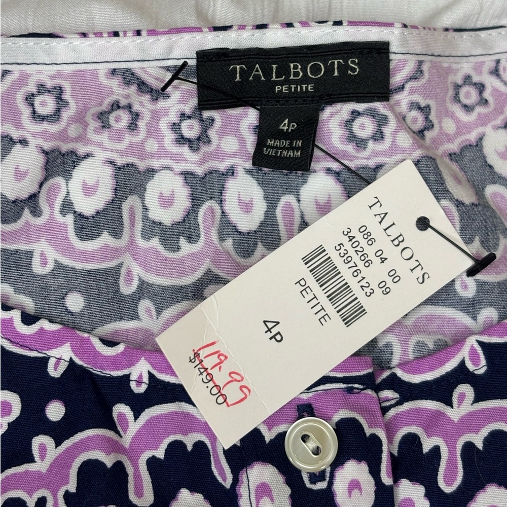 Talbots Poplin Fit & Flare sleeveless shirt dress with pockets - size 4P - NWT - Picture 10 of 13